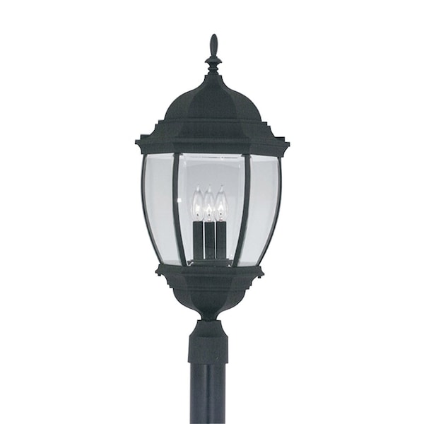 Designers Fountain Tiverton 3-Light Black Cast Aluminum Line Voltage Outdoor Weather Resistant Post Light 2446-BK - main